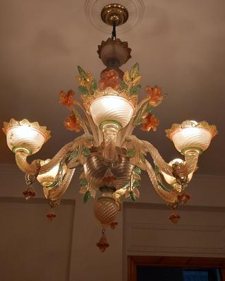 Lampadario in vetro di murano, sec XX