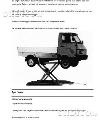 Manuali officina Piaggio Ape Porter tutti modelli