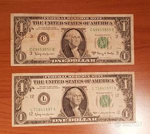 2 Banconote USA One Dollar del 1963