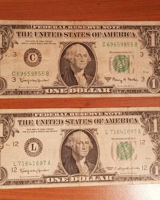 2 Banconote USA One Dollar del 1963
