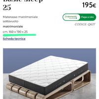 Materasso matrimoniale 160x190x25
