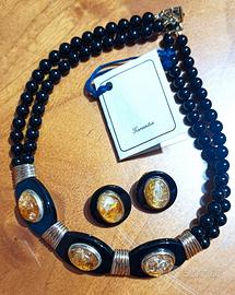 PARURE (COLLANA E ORECCHINI) PLACC.ORO PIETRE BRAS