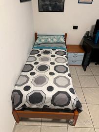 Letto Singolo, rete a doghe e comodino abbinato