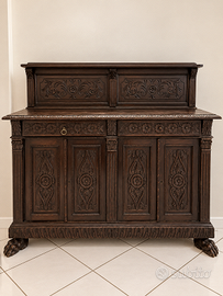 Mobile legno intagliato con alzata stile classico