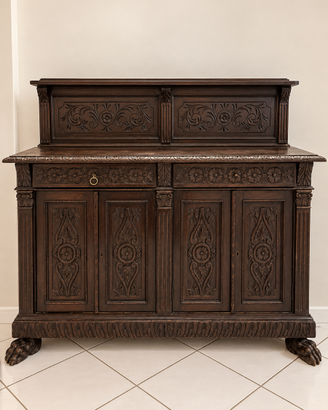 Mobile legno intagliato con alzata stile classico