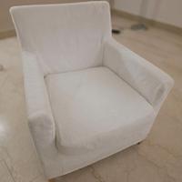 Coppia di poltroncine in stoffa colore bianco