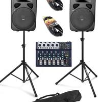 IMPIANTO AUDIO COMPLETO 1600w: casse mixer stativi