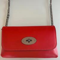 Pochette portafoglio rosso in pelle