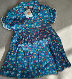 Vestito neonata floreale azzurro cotone 9-12 mesi