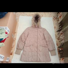 Piumino lungo beige con cappuccio donna 