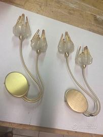 Coppia Applique 2 luci a forma di Fiore in vetro d