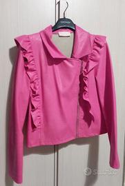 Giacca fuxia modello biker con rouches