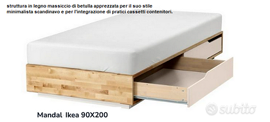 Letto Mandal  90x200 in legno di Betulla MAI USATO