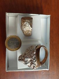 Anello Leone in argento,gambo in bronzo 27g e 32 g