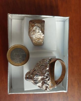 Anello Leone in argento,gambo in bronzo 27g e 32 g