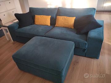 Divano Kivik e Pouf contenitore, fodere Blu Grigio