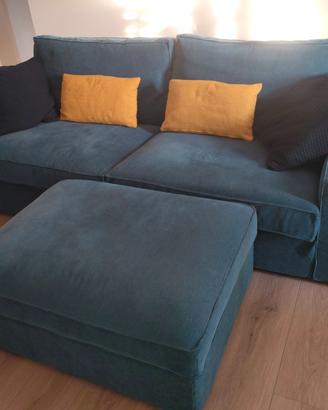 Divano Kivik e Pouf contenitore, fodere Blu Grigio