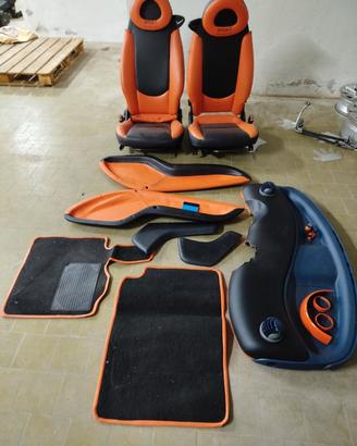 Interno in pelle arancione nero Smart Fortwo 450