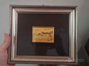 Quadretto vintage serigrafia su foglia d’oro 23kt 