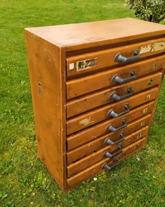 Piccola cassettiera tipografia legno vintage decor