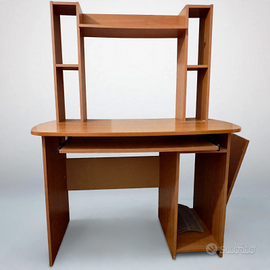 Scrivania Computer con Libreria Ciliegio 104 cm