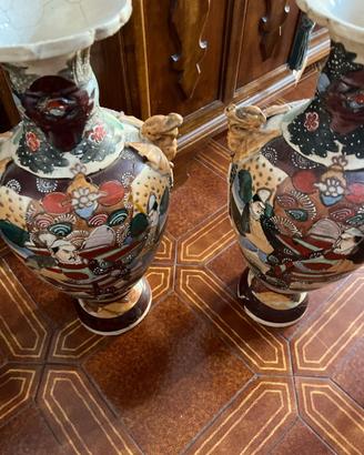 Coppia vasi orientali vintage in ceramica (rotti)