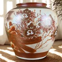 Vaso giapponese Kutani con smalto craquelé