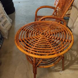 poltrone e tavolino in rattan