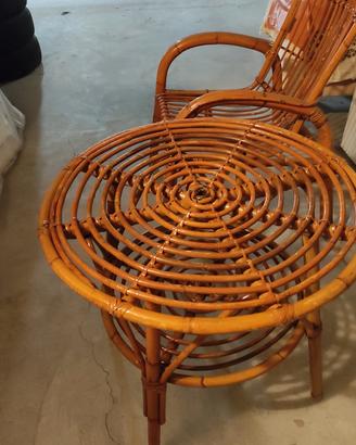 poltrone e tavolino in rattan
