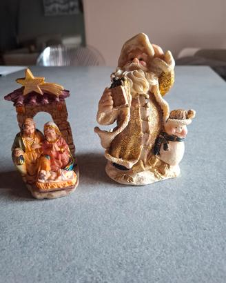 Set 2 pz decorazioni Natale presepe, Babbo Natale