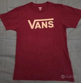 t shirt Vans bordeaux logo bianco