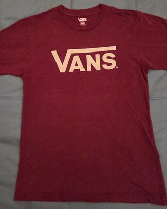 t shirt Vans bordeaux logo bianco