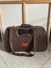 Camon trasportino cane / gatto trapuntato marrone
