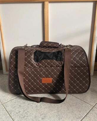 Camon trasportino cane / gatto trapuntato marrone