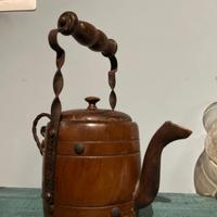 Caffiettera vintage in legno e ferro anni 40