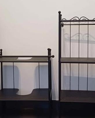 scaffalatura per bagno in ferro battuto e ripiani