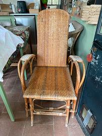 Chaise longue vintage in bambù