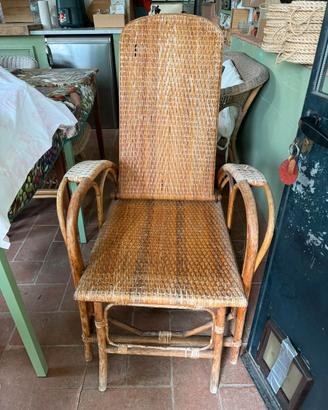 Chaise longue vintage in bambù
