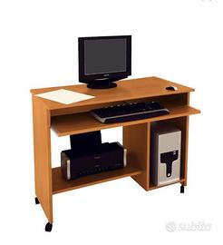 Scrivania - portacomputer con ruote - noce Chiaro