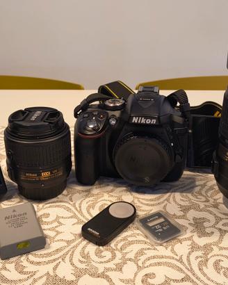 Nikon D5300+18-55mm+55-300mm+SD 32GB+Telecomando