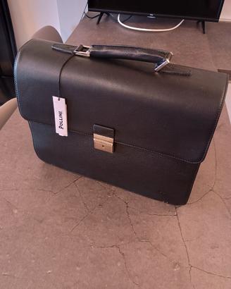 POLLINI Cartella Messenger 42cm vera pelle