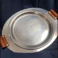 Vassoio acciao teak vintage  1960