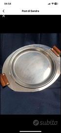 Vassoio acciao teak vintage  1960