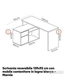 Scrivania da studio o lavoro reversibile