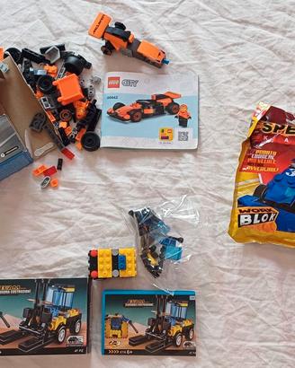 Lego e costruzioni: 2 macchinine e mezzi di lavoro