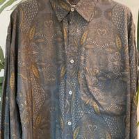 Camicia vintage viscosa fantasia marrone ocra M