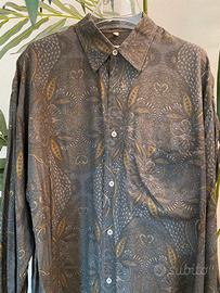 Camicia vintage viscosa fantasia marrone ocra M