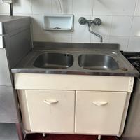 Lavello professionale doppia vasca inox con mobile