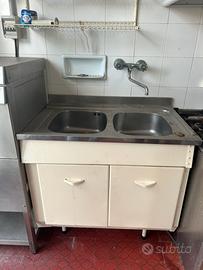 Lavello professionale doppia vasca inox con mobile