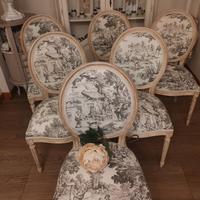 6 sedie shabby chik provenzale 